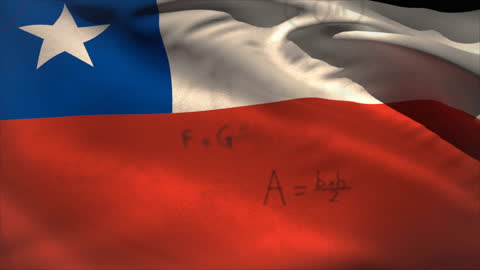 Chilean Flag with Mathematical Equations Animation