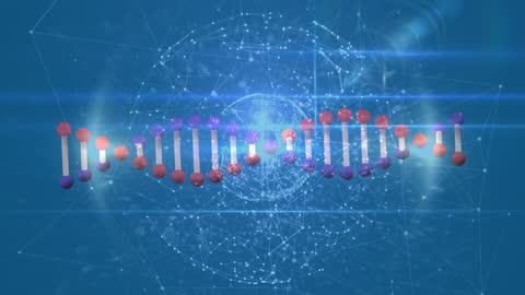 Digital Globe Connections with DNA Helix Abstract