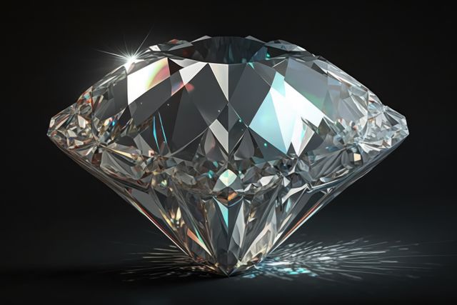 Highly detailed diamond gemstone captures light beautifully, creating a sparkling effect. Ideal for use in jewelry advertisements, luxury branding, and high-end promotional materials. Makes for an eye-catching visual in websites, brochures, and digital media focusing on luxury or fashion.