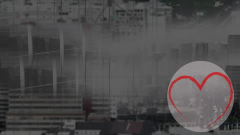 Digital Globe Animation Over Urban Cityscape with Data Visualizations