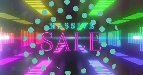 Futuristic neon sale celebration with vibrant lights