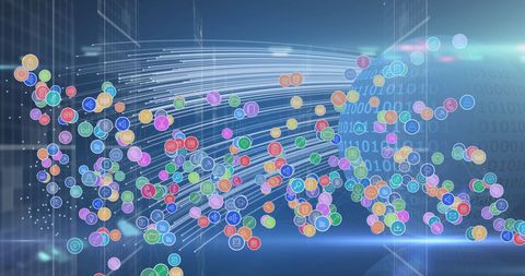 Flowing Digital Icons with Binary Code on Unique Background - Download Free Stock Images Pikwizard.com