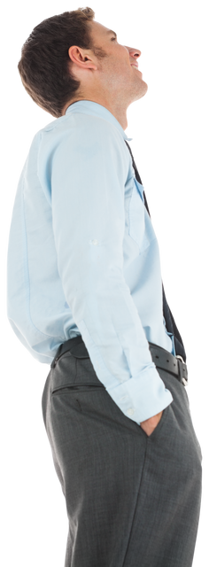 Transparent Cheerful Businessman Standing with Hands in Pockets - Download Free Stock Videos Pikwizard.com