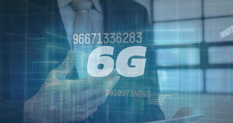 Businessman Using Tablet with 6G Technology Animation
