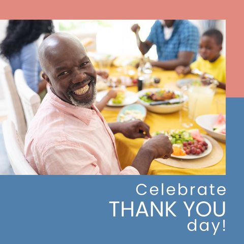 senior celebrating thank you day with family meal - Download Free Stock Templates Pikwizard.com