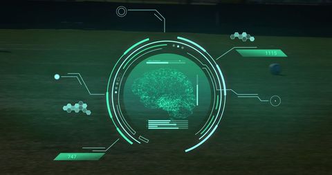 Digital interface analyzing football players with data processing
