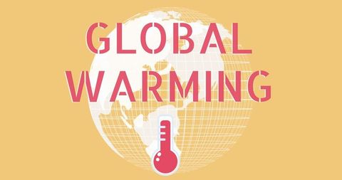 Climate change impact with thermometer and global illustration