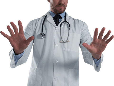 Transparent doctor utilizing virtual interface with hands