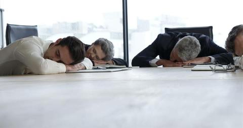 Exhausted Business Team Sleeping During Meeting in Office - Download Free Stock Images Pikwizard.com