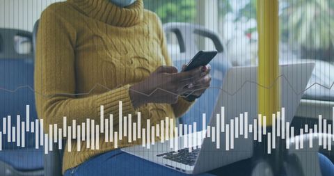 Businesswoman analyzing data on public transportation