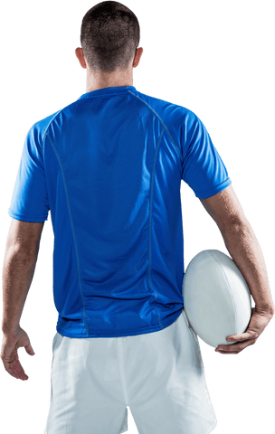Transparent Rear View of Rugby Player Holding Ball