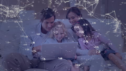 Connected Family Collaborating on Laptop Technology Concept