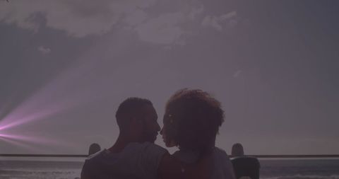 Romantic Silhouette of Diverse Couple by Scenic View - Download Free Stock Images Pikwizard.com
