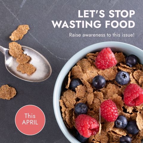 april food waste awareness campaign featuring healthy cereal breakfast - Download Free Stock Templates Pikwizard.com