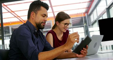 Collaborative Teamwork with Digital Devices in Modern Office - Download Free Stock Images Pikwizard.com