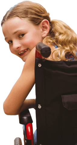 transparent bright young girl smiling in wheelchair - Download Free Stock Videos Pikwizard.com