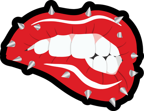 Bold Lips with Spikes Illustration on Transparent Background