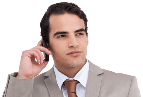 Transparent Businessman on Phone in Thoughtful Pose - Download Free Stock Videos Pikwizard.com