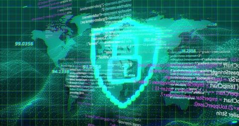 Digital Shield with Code on Global Grid Concept