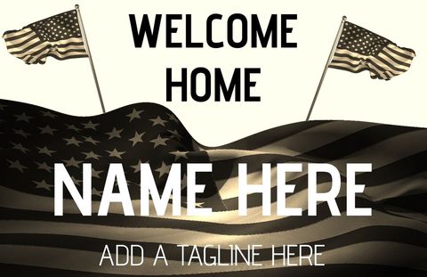 patriotic welcome home banner with american flags - Download Free Stock Templates Pikwizard.com