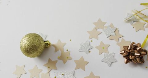 Festive new year's eve decorations and stars