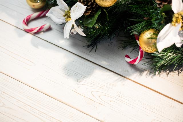 Festive Christmas Decorations on White Wooden Background - Download Free Stock Photos Pikwizard.com