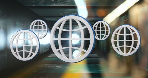 Global data networks visualization with digital interface orbs