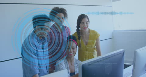 Diverse Team Engaged in Digital Data Analysis