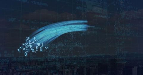 Futuristic Data Stream Over City Skyline Blending Technology and Innovation - Download Free Stock Images Pikwizard.com