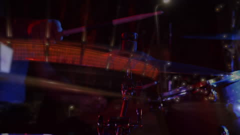 Vibrant Blurred Cityscape with Percussion Musicians Fusion
