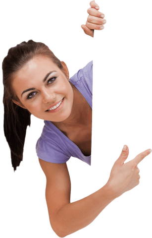 Cheerful Brunette Introducing Concept on Transparent Background - Download Free Stock Videos Pikwizard.com