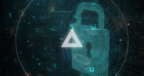 Digital Encryption Matrix with Futuristic Lock Symbol