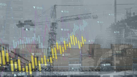 Digital Interface Overlapped with Urban Construction Background