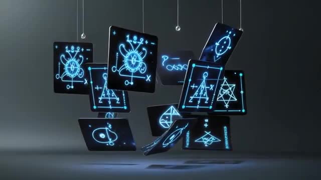 Futuristic Panels Displaying Blue Digital Schematics