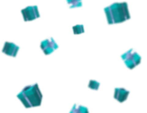 Floating abstract blue patterns on transparent background