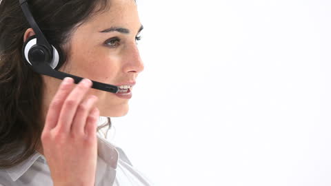 Professional Customer Support Representative with Headset