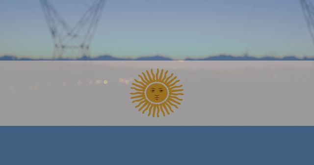 Argentina Flag Laid Over Electrical Pylons During Twilight - Download Free Stock Images Pikwizard.com