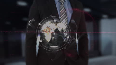 Businessman Interacting with Virtual Interface Enhancing Global Connectivity