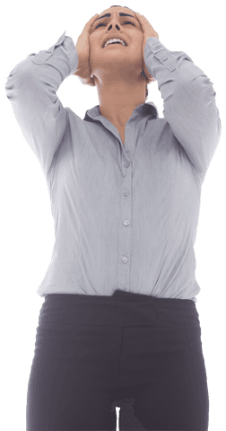 Stressed Businesswoman Holding Head Transparent Background