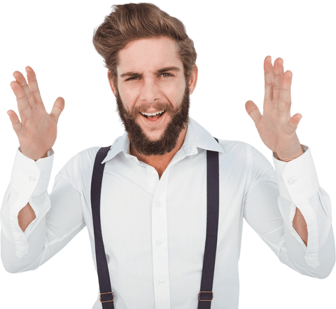 cheerful bearded man with suspender outfits on transparent background - Download Free Stock Videos Pikwizard.com
