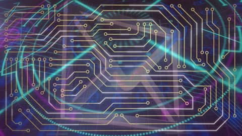 Futuristic Circuit Board with Digital Interface Concept