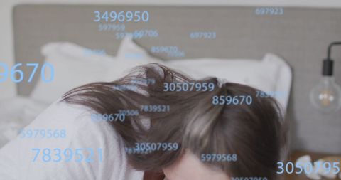 Senior Woman Coughing with Floating Numbers Overlay - Download Free Stock Images Pikwizard.com