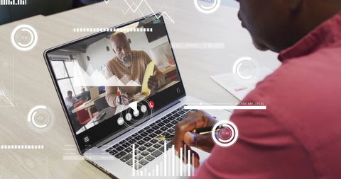 Digital Collaboration with Virtual Financial Overlay - Download Free Stock Images Pikwizard.com