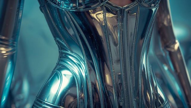 Futuristic Chrome Humanoid Torso with Sculpted Plating