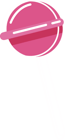 Floating pink lollipop on transparent background with glossy highlights