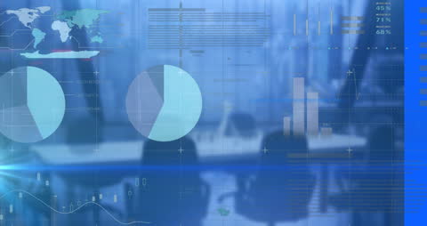 Digital Data Visualization in Modern Empty Office