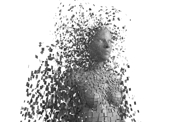 Transparent Floating Pixel-Formed 3D Woman on Black Background - Download Free Stock Videos Pikwizard.com