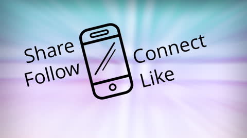 Social Media Symbols and Messages on Gradient Background