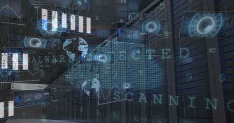 Cybersecurity Visualization in Modern Server Room - Download Free Stock Images Pikwizard.com
