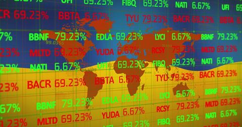 Financial Data Overlay on Ukraine Flag, Crisis Concept - Download Free Stock Images Pikwizard.com